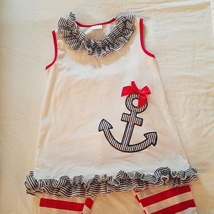 Girls XL top and pants, nautical style